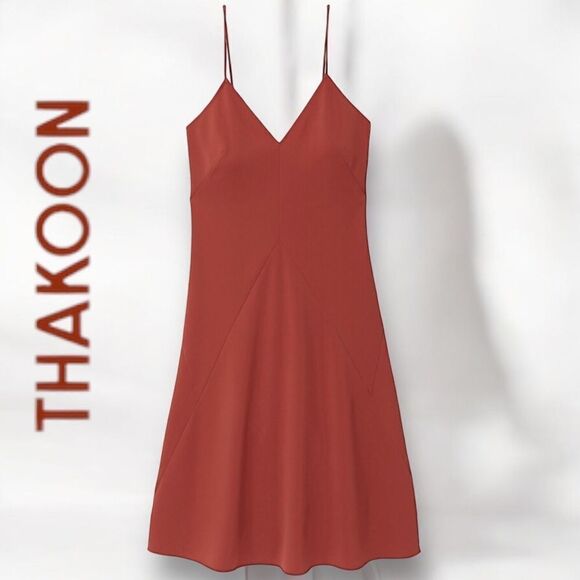 THAKOON Women’s Spaghetti Straps Midi Slip-dress in the Size 6 in Rust Color - Picture 2 of 16
